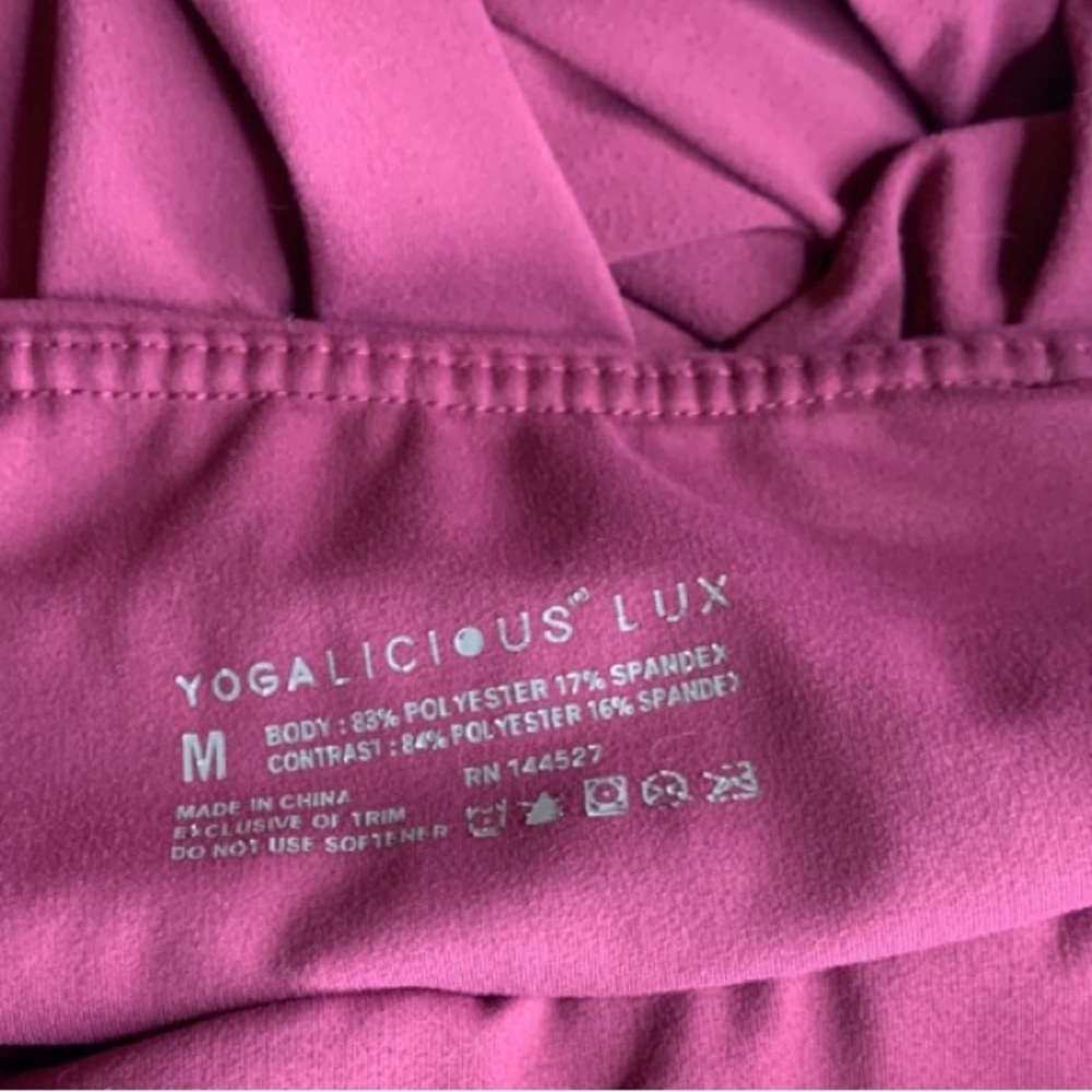 Yogalicious LUX High Rise Soft Raspberry Ruched Side Leggings - Picture 7 of 8